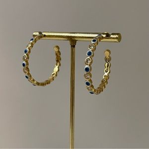 New 18k gold plated eye evil hoops, gold color, available in red and white color